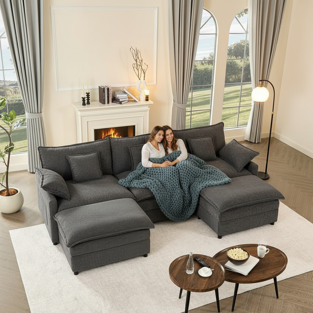 Family relaxing on NIMBUS sectional